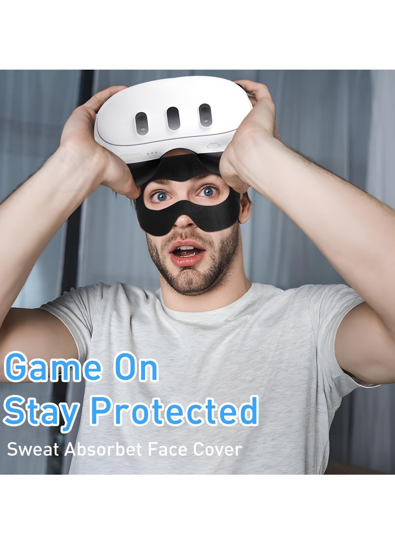 100-عبوة أغطية وجه VR القابلة للتخلص، أقنعة حماية العرق متوافقة مع Meta Quest 3 و Quest 2 و Apple Vision Pro - وسادات واجهة الوجه باللونين الأسود والأبيض - Image 4